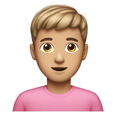 White boy with really brown hair and a bowlcut wearing pink clothes sticker