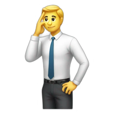 businessman is thinking with his finger on head sticker