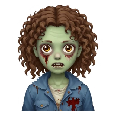 zombie girl with curly hair n brown eyes sticker