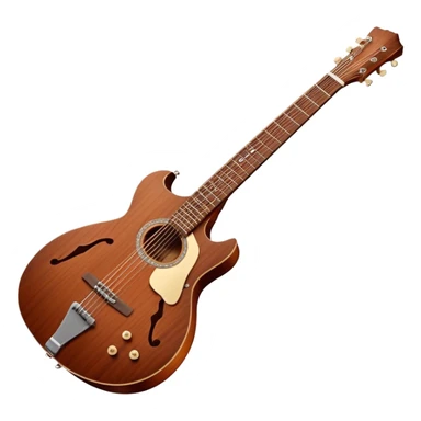 Cinematic Realistic Guitar, smooth mahogany body with deep wood grain, metal strings catching soft reflections, intricate tuning pegs gleaming subtly, warm light accentuating the contours, glowing with the warmth of music and craftsmanship. sticker