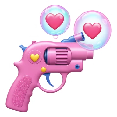 a bubble gun that shoots out hearts emoji sticker