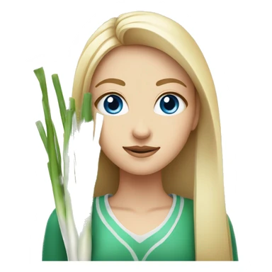 white girl with blue eyes spring onion from both sides sticker