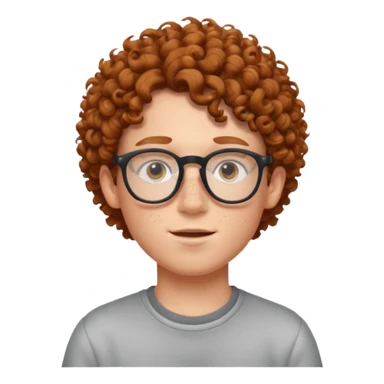 freckled boy with curly hair with glasses sticker