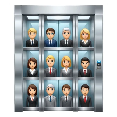 big office building elevator with people inside sticker