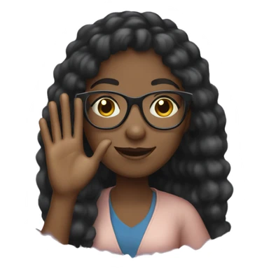 black girl with glasses waving hi sticker