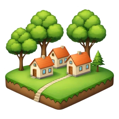 a piece of land with trees and houses sticker