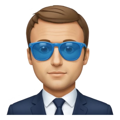 Emmanuel macron with blue sunglassesEmmanuel macron with blue sunglasses sticker