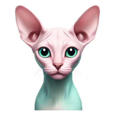 Pink sphinx cat with one eye blue and one eye green sticker