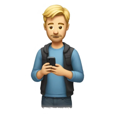 man completely distracted on his phone sticker