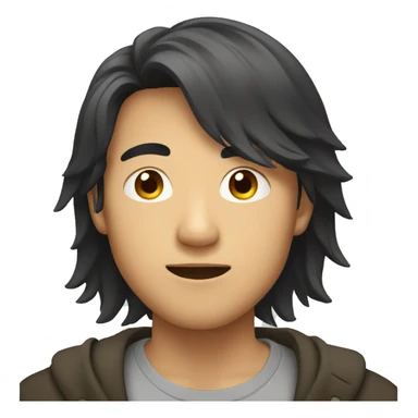 asian guy with long hair sticker