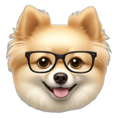 Smart cream color pomeranian dog in glasses  sticker