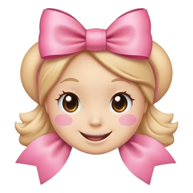 Pink bow emoji with face sticker