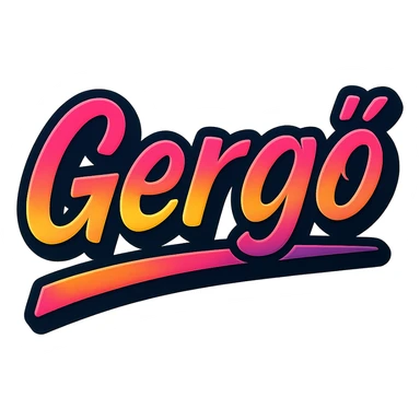The name 'Gergő' in a modern, colorful gradient font with a dark outline, on a transparent background. The name is underlined or partially underlined with a dynamic, slanted underline, styled like the sample images. sticker