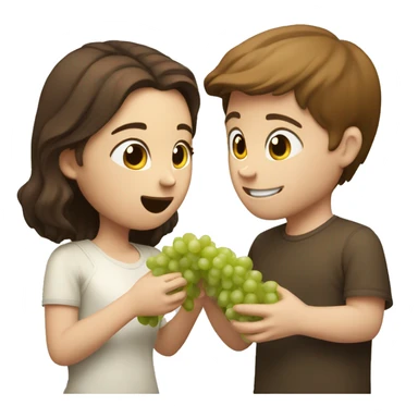White boy with brown hair feeding grapes to white girl with brown hair sticker