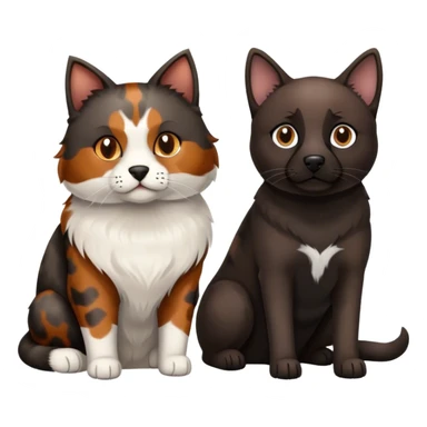 Dark tortoiseshell cat and light grey cat and black lab shepherd dog sticker