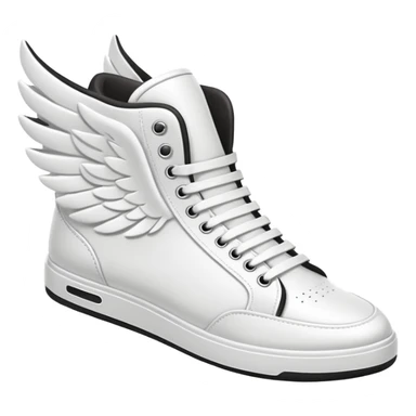 white sneaker with white wing, pointed slightly down sticker