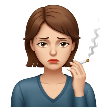 tired woman with brown hair smoking a cigarette looking fed up and exhausted sticker