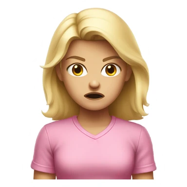 angry little blonde girl in a pink shirt sticker