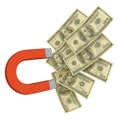 banconote attratte da una calamita rossa sticker