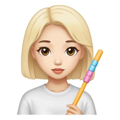 a girl kpop fan with a supportive stick sticker