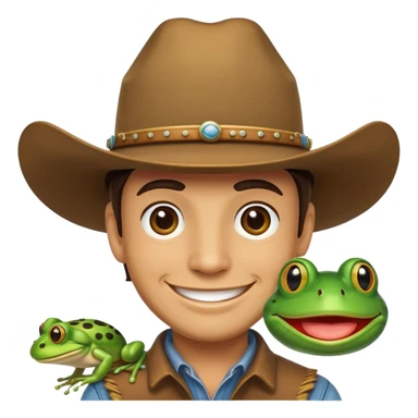 Cowboy with a frog face sticker