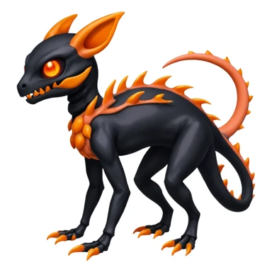 Shiny Evil Black And Orange Duskull-Salandit-Sylveon-Fakémon-hybrid-creature (full body)  sticker
