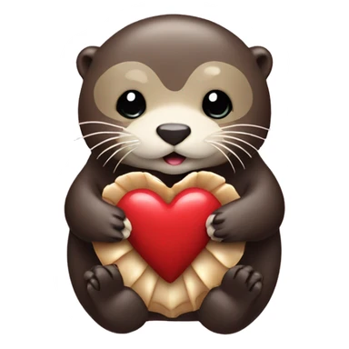 Sea otter holding a heart shell sticker
