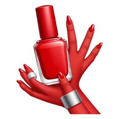 hand with painted nails and nail polish bottle sticker