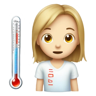 sick child, thermometer with high temperature sticker