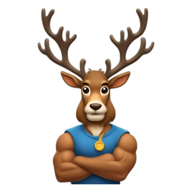 Reindeer muscular schlitz hat showing off biceps arms crossed masculine fierce sticker