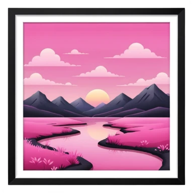PINK LANDSCAPE PICTURE WITH FRAME sticker