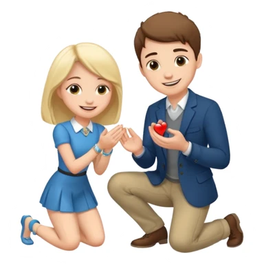 🧎‍♂️‍➡️💍💃 a boy parposing a girl boy on his knee and boy give him ring  sticker