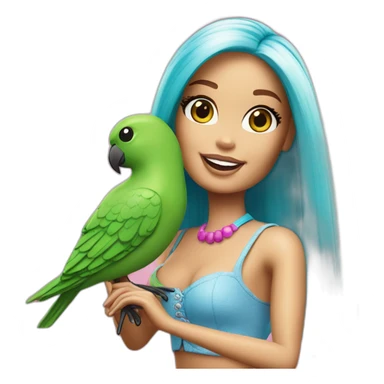 Barbie avec un peroquet sticker