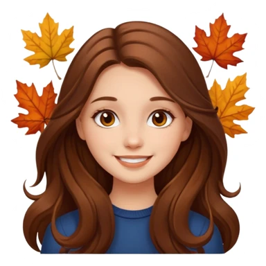 دختر مو بلند قهوهای صورت زیبا با وایب پاییز sticker