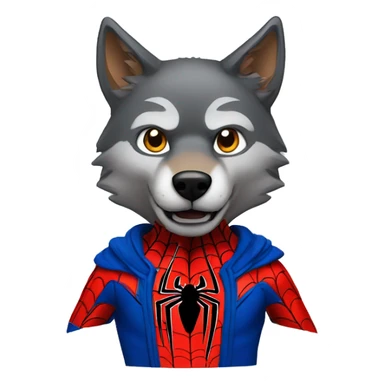 a wolf with a spiderman suit, looks fierce sticker