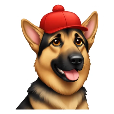 German Shepard with red cap sticker