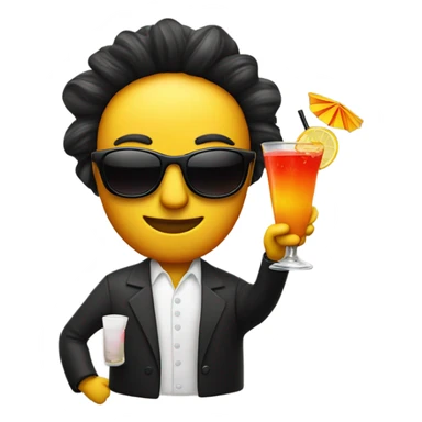 the sun in black glasses holds a cocktail in his hand sticker