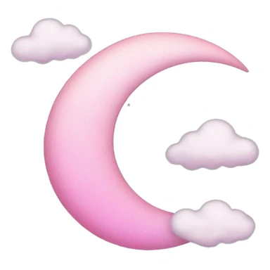 Pink crescent moon with sparkly white clouds sticker