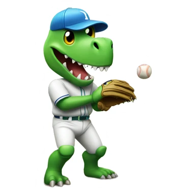 Dinosaur playing baseball sticker