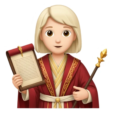 Elegant noble in long robes with tall hat, holding a scroll of orders. sticker