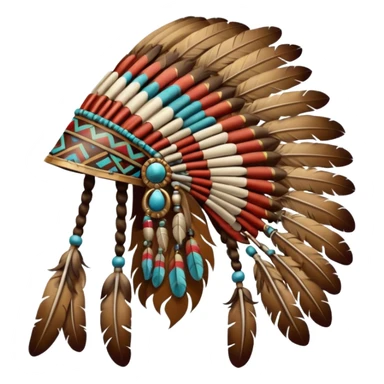 native war bonnet with no face, the feathers must be brownish but the fabric can be colorful sticker