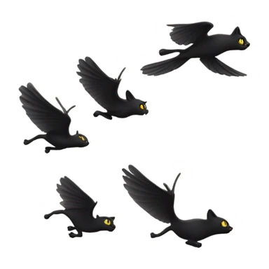 Black cats chasing a bird sticker