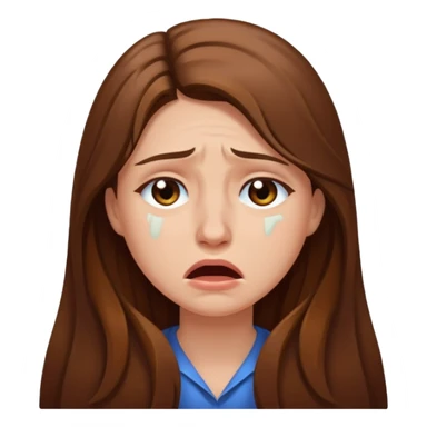 woman with long brown hair crying sticker