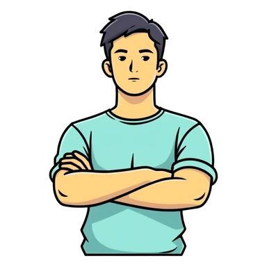 arms crossed on neck guy  sticker