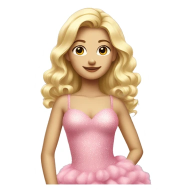 blonde girl in fluffy glittery pink dress sticker