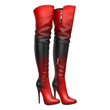 Realistic Red to black ombre thigh high boots. sticker