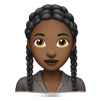 black woman with knotless braids and lashes sticker