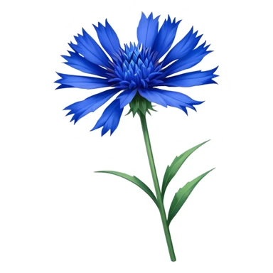 single blue Cornflower, straight stem sticker