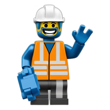 Lego worker saying hi with hands sticker
