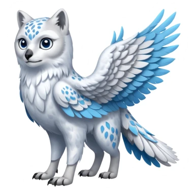 Gryphon-Snow-Leopard-Arctic-Fox-Arctic-Wolf-Snowy-Owl-fusion-hybrid-animal-creature, full body sticker